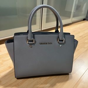 Michael kors grey leather satchel